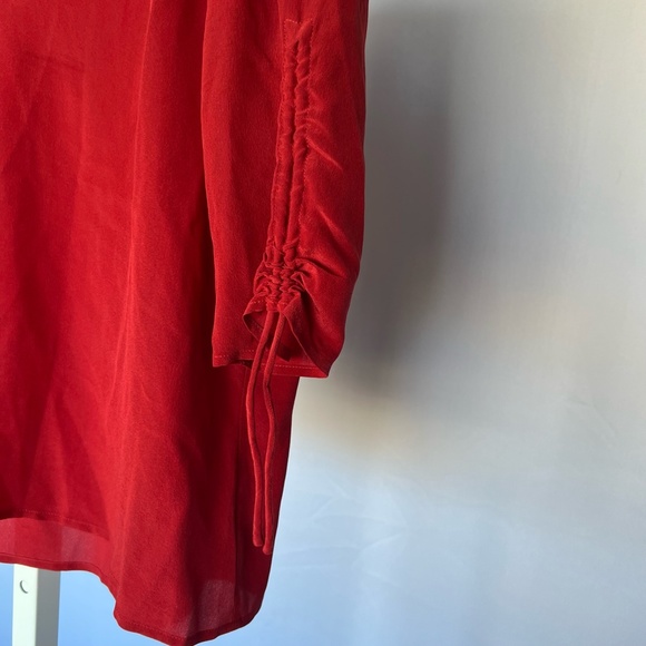 Madewell Silk Cinch-Sleeve Top in Rust - Picture 8 of 10